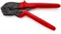 Preview: The image shows a pair of pliers with red plastic handles. The head of the pliers has various grooves and beveled edges, likely for cutting or stripping wires.