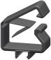 Preview: The image shows a black plastic clip with a simple, geometric shape. It has an open side, defined by two curved and straight edges.
