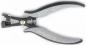 Preview: The image shows a pair of pliers with gray, rubberized handles and a black metal tip. It features a spring-loaded opening and is designed for precise gripping or cutting.