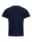 Preview: The image displays a simple, short-sleeved T-shirt in dark blue. It features a round neckline and a straight fit. The cut is plain with no additional embellishments.