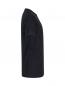 Preview: The image displays a black T-shirt made of colored fabric. It features short sleeves and a crew neckline. The side view reveals a simple, straight cut.