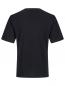 Preview: The image shows a black T-shirt from the back. It has short sleeves and a round neckline. The fabric appears smooth and plain without any patterns.