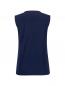Preview: The image displays a sleeveless, dark blue top from the back. It features a round neckline and a straight fit. The surface is smooth and patternless.