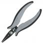 Preview: The image shows scissors with long, narrow blades. The handles are ergonomically designed, gray with a black rubber coating, providing a good grip. Ideal for precision work.