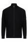 Preview: The image shows a black zip-up sweatshirt with a stand-up collar. The jacket has long sleeves and is plain, without any conspicuous patterns. A small logo is attached to one sleeve.