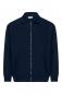 Preview: Das Bild zeigt eine dunkelblaue Sweatjacke mit Stehkragen und durchgehendem Reißverschluss. Sie hat lange Ärmel und einen schlichten, eleganten Schnitt ohne Muster.
