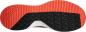 Preview: The image shows the sole of a shoe. It features a black pattern with diamond-shaped protrusions and a red zone with vertical stripes at the front. The sole is flat overall.