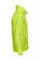 Preview: The image shows a bright yellow rain jacket with a stand-up collar. It has a zipper and a simple, close-fitting shape. One side features a lateral opening.