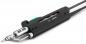 Preview: The image shows a black soldering iron with a smooth handle and a metal head. There is a transparent display that shows the temperature. Cables are attached to the sides.