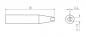 Preview: The image displays a technical drawing of an object. It has an elongated, pointed shape with a diameter of 18 mm at its thickest point and a round end with a diameter of 1.5 mm.