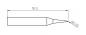 Preview: The image displays a technical sketch of an object with a total length of 18.5 mm. It features a narrow, pointed shape with a rounded end and a slight tilt.