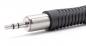 Preview: The image shows a silver 3.5 mm jack plug with a non-slip, black rubber coating. The plug has three contact strips and is slightly conical in shape.