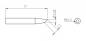 Preview: The image shows a technical drawing of an object with dimensions. It has a straight section that transitions into a more pointed shape, and includes various diameters and radius details.
