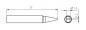 Preview: The image displays a technical drawing of a long, pointed object. It measures 17 mm in length and features a round opening with a diameter of 1.3 mm and a depth of 0.3 mm.