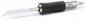 Preview: The image displays a soldering iron tool with a long, narrow heating area. The handle is black with textured grooves for improved grip. The metal tip is silver and angled.