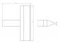 Preview: Das Bild zeigt eine technische Zeichnung eines Bauteils. Es hat eine T-Form mit den Maßen 27 mm Breite und 33 mm Höhe. An einem Ende verjüngt sich das Teil zu einer Spitze.