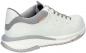 Preview: The shoe is a gray sneaker made of smooth material with airy mesh inserts. It has flat laces and a textured, light sole for good grip.