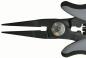 Preview: The image shows a pair of pliers with narrow, pointed jaws. The handle is ergonomically designed and has gray rubber surfaces. A metal axis is visible in the center.