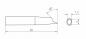 Preview: The image displays a technical drawing of a tool. It has a length of 20 mm, with a slanted end at a 45° angle. A small circle with a 2 mm diameter is drawn on the side.
