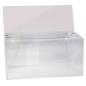 Preview: The image shows a transparent plastic collection box. It has an open top and a rectangular base, making the interior easily visible. Ideal for voting or donations.