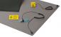 Preview: The image displays an antistatic work mat in shades of gray. On the mat, there is a yellow ESD warning sign and a clamping system with cable. All parts are designed for ESD protection.