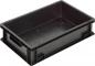 Preview: The image shows a rectangular, flat box made of black plastic. It has high walls and open sides, with smooth interior surfaces. The top edge is straight and sturdy.