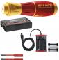 Preview: Das Bild zeigt ein Werkzeugset mit einem roten Schraubendreher, einem schwarzen Aufbewahrungskasten, einem Ladegerät mit USB-Kabel und zwei Batterien.