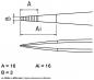 Preview: The image displays a technical sketch of an object with two views. The top view shows dimensions A (16 mm), B (3 mm), and Ai (16 mm). The bottom view provides a side perspective that clarifies the shape.