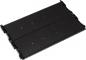Preview: The image shows a black, rectangular structure made of plastic. It is divided into two equal halves and has a ridged surface with parallel grooves.