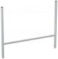 Preview: The image displays a simple, silver aluminum frame. It consists of two vertical poles and a horizontal connection that provides stability. The design is plain and functional.