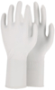 Preview: Das Bild zeigt ein Paar weiße, langärmlige Handschuhe. Sie sind aus einem glatten, elastischen Material und sehen hygienisch und funktional aus, ideal für medizinische oder Reinigungszwecke.
