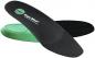 Preview: The image shows two inserts for shoes. The upper insert is black with a narrow, curved design. The lower insert is green and has a wider shape. Both have different surface textures.