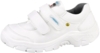 Preview: Der Schuh ist weiß, mit breitem, gepolstertem Rand und zwei Klettverschlüssen. Die Sohle ist robust mit grobem Profil, ideal für sicheren Halt und Komfort.