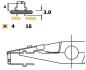 Preview: The image displays technical drawings. The top shows a cross-section with height measurements (3.0) and minimum (4) and maximum (16) values for a dimension. Below is a side view of an object.
