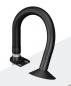 Preview: The image shows a flexible, black hose with a curved shape. It is attached to a base and ends in a wide, flat opening.