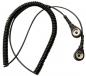 Preview: The image shows a black, coiled cable with two ear plugs. It is stiff and spiral-shaped, correctly intended for connection to audio devices.
