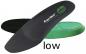 Preview: The image shows three different insoles for shoes. One is black, the second is green, and the last one has a slight curvature. The label "low" refers to the lower type.
