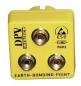 Preview: The image shows a yellow box with three round, silver connectors. On the front are the words "DPV ELEKTRONIK" and "EARTH-BONDING-POINT" as well as symbols for ESD and RoHS visible.