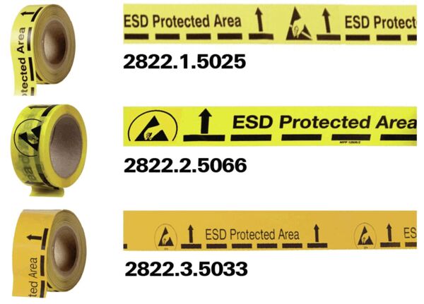 The image shows a roll of yellow tape with the inscription 