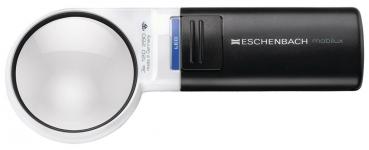 The image shows a handy magnifying glass with a round, transparent glass and a black handle. There are buttons and a small display on the handle. It is compact and easy to hold.