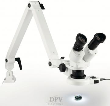 LED Stereo-Zoom-Mikroskop mit Metall-Gelenkarm