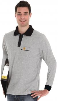 Poloshirt Langarm grau/blau ESD
