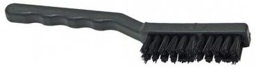 The image shows a black wire brush with a long, ergonomic handle. The bristles are stiff and dense, ideal for cleaning surfaces.