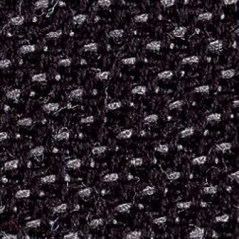 The image shows a tightly woven, black textile pattern with fine, shiny threads. The structure appears uniform and has gentle waves that vary.