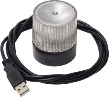 The image shows a round knob with a glass surface and grooved design. The bottom is black, and a USB cable leads from it. The knob is likely used for volume control.