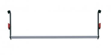 The image displays a sturdy frame made of aluminum with two black brackets on the sides and two red elements. It is elongated and oriented horizontally.