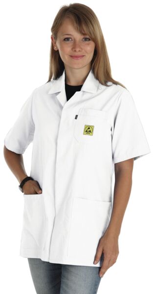 Kurzmantel ESD AM-161 plus Kurzarm, weiß