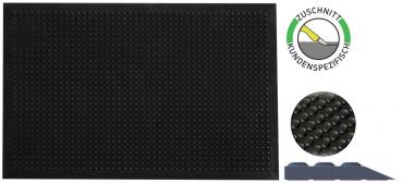 Preview: The image displays a black, non-slip mat with a textured surface consisting of small bumps. On the right, there are instructions for custom cutting.