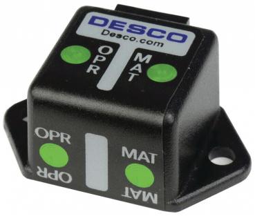 The image shows a small black switch with several green LEDs. Labels on the top read "OPR" and "MAT". The switch has a square shape and two mounting holes.