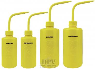 The image shows a yellow bottle with a long, narrow spout. The bottle reads 